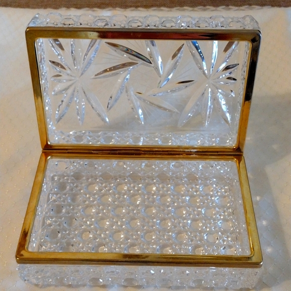Vintage Cut Crystal Jewelry Box - Picture 2 of 10